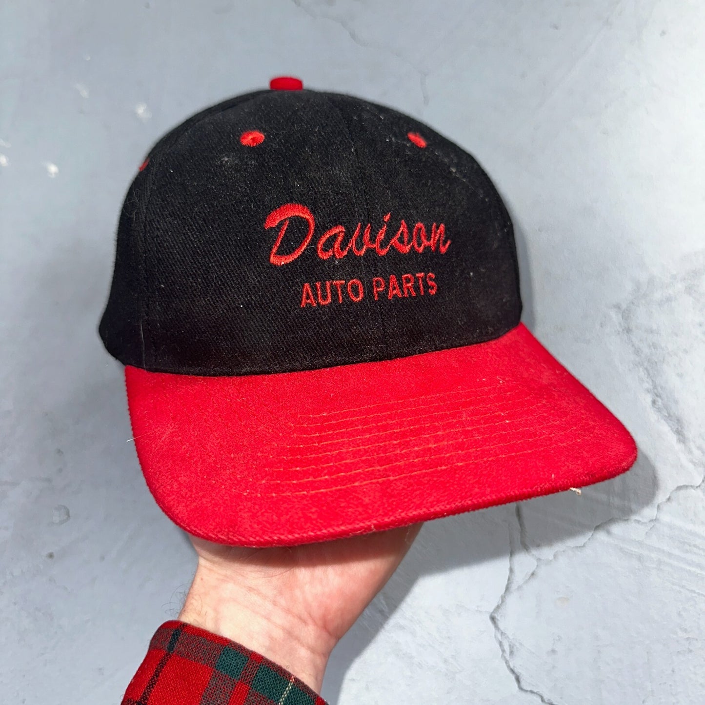 Davison Auto Parts Vintage Trucker Hat Baseball Black Red Basic 90s Harley