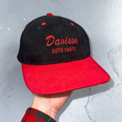 Davison Auto Parts Vintage Trucker Hat Baseball Black Red Basic 90s Harley