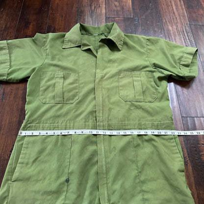 VTG 1960s 1970s Green Fishing Fish Patch Jumpsuit One Piece Rockabilly Work