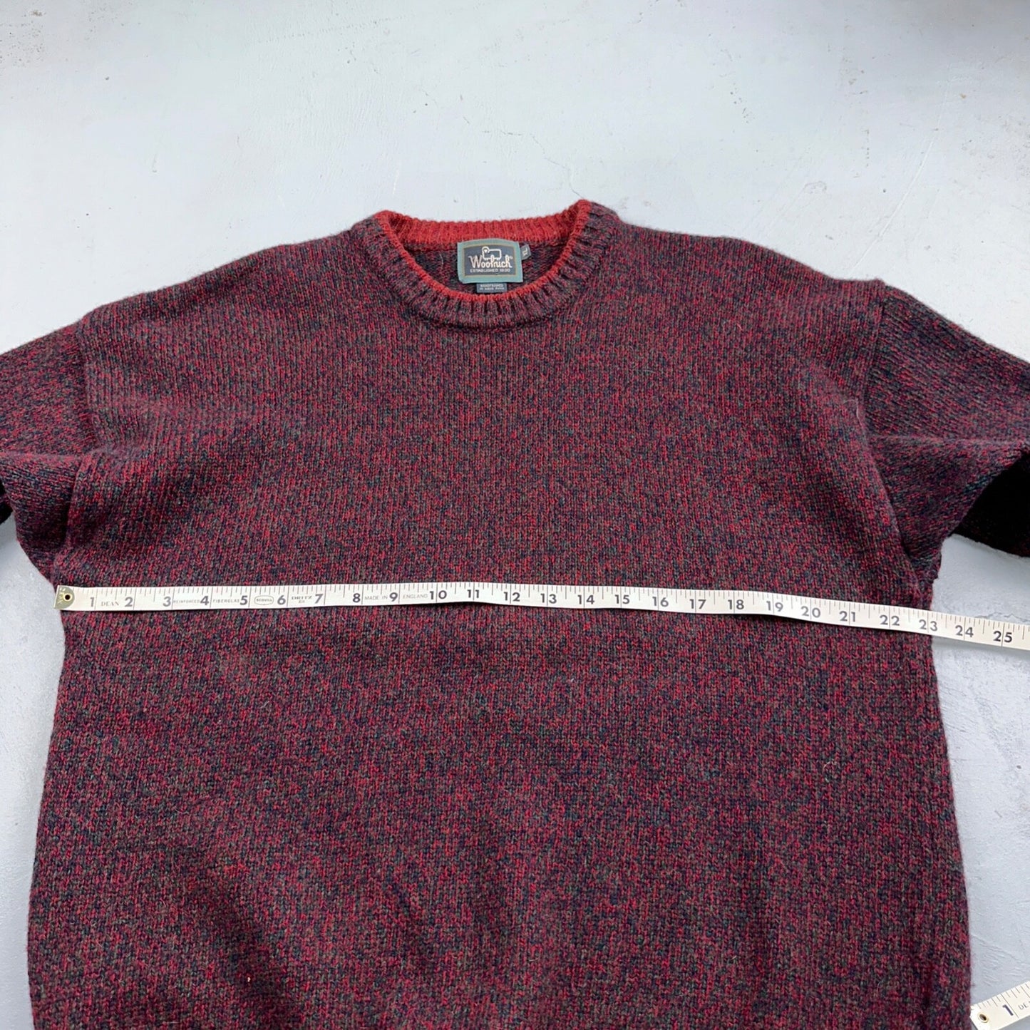 Woolrich Vintage Sweater Men’s XL Red Wool Blend Rag Sweater Chunky Collar 80s
