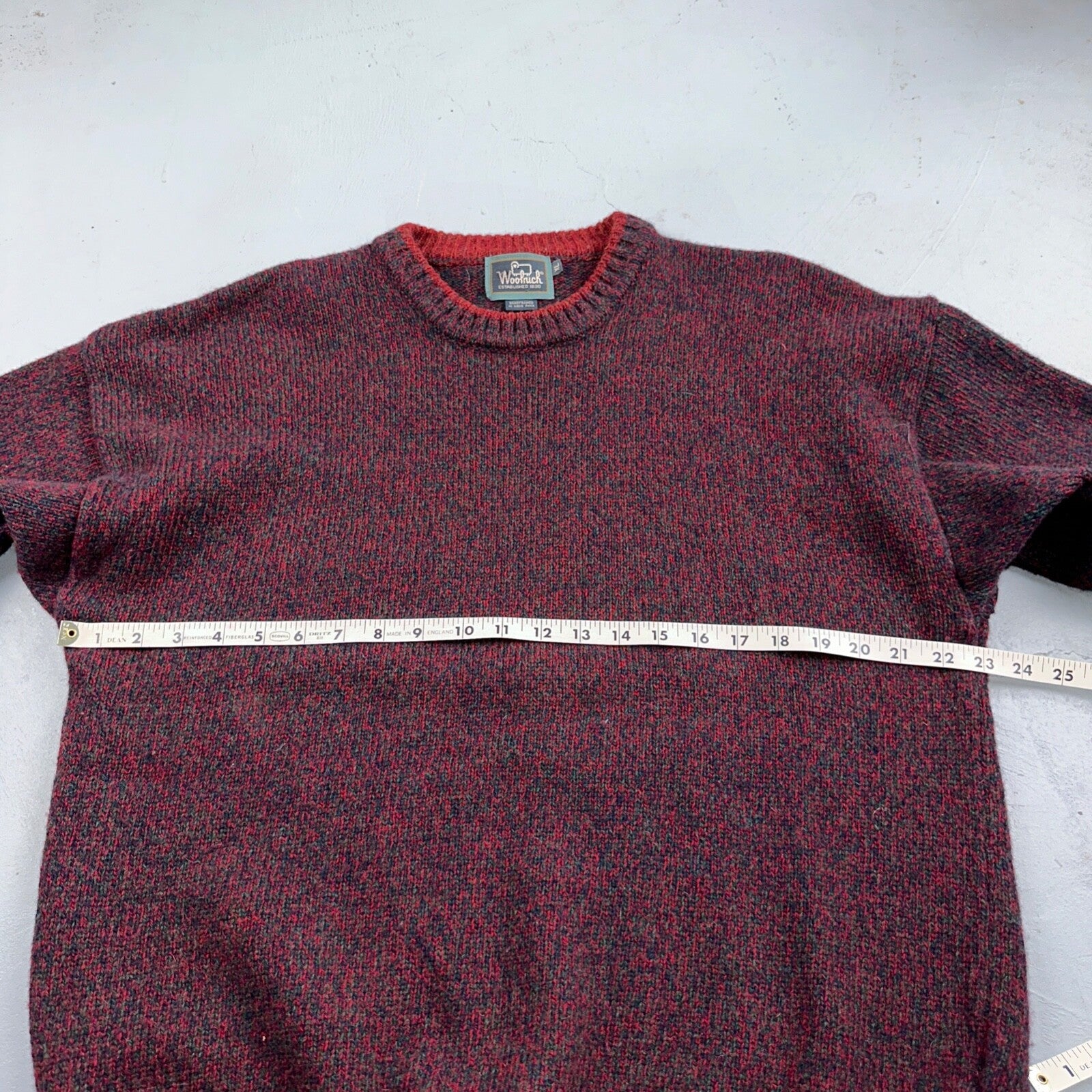 Woolrich Vintage Sweater Men’s XL Red Wool Blend Rag Sweater Chunky Collar 80s