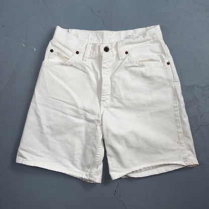 Vintage 90s Levis 950 White Denim Orange Tab Relaxed Shorts 7 High Waist