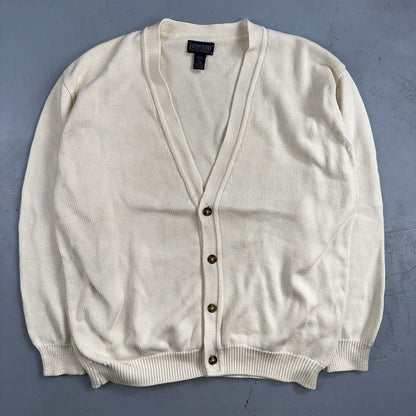Vintage Lands' End Cardigan Sweater Men's Large White Button Front Made in USA