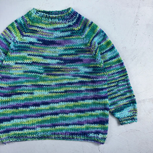 VTG 50s 60s Hand Knit Cable Sweater Handmade Rockabilly Cottage Core Grandma