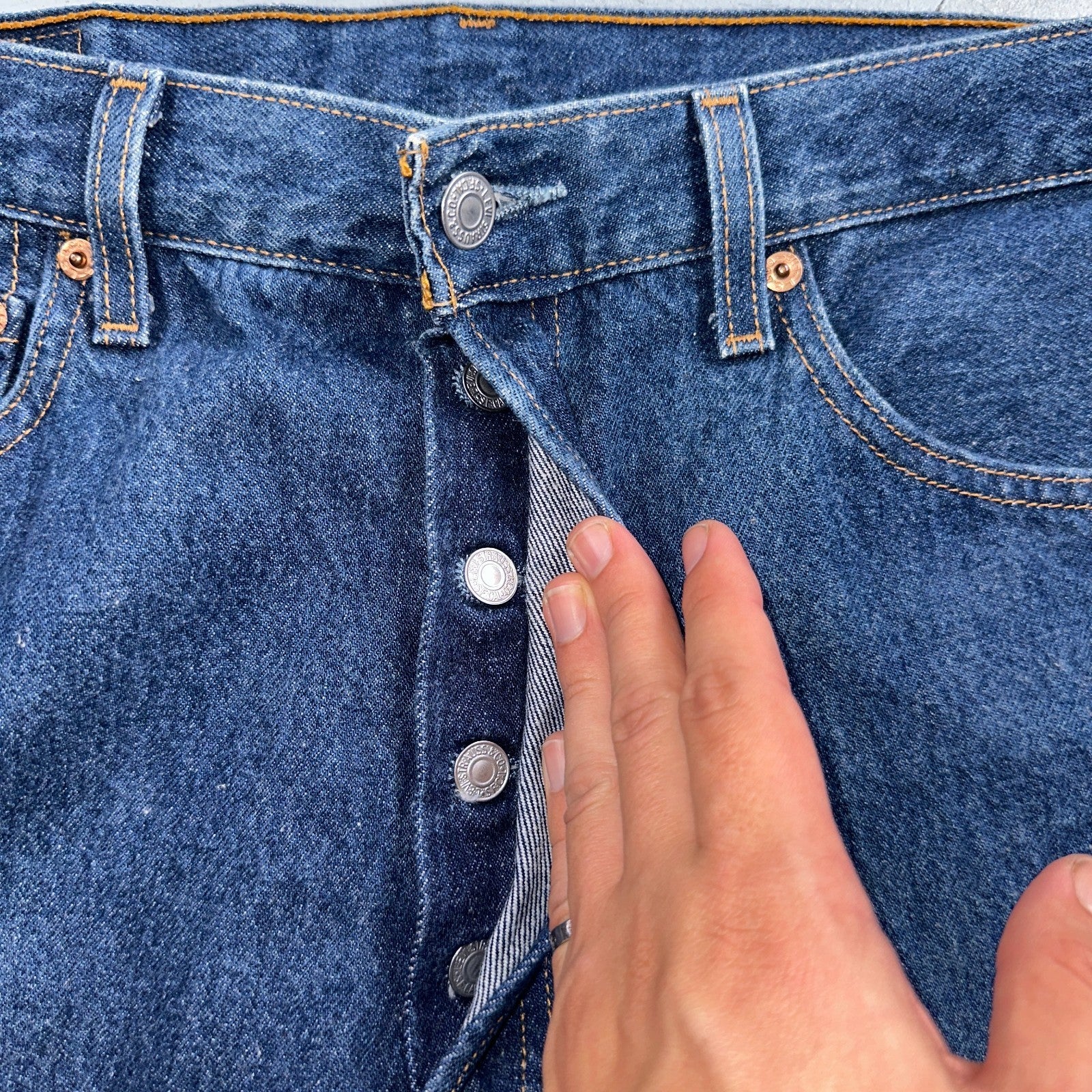 Levis 501 Vintage Y2K 90s XX Straight Leg Jeans Blue Dark Wash 34x34 Act 32x33