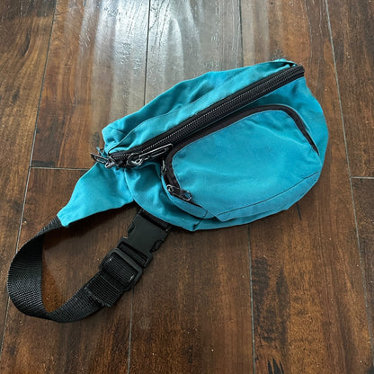 Vtg Large Blue Teal Fanny Waist Bag Pack Minimalistic Side 80s 90s Six Flags