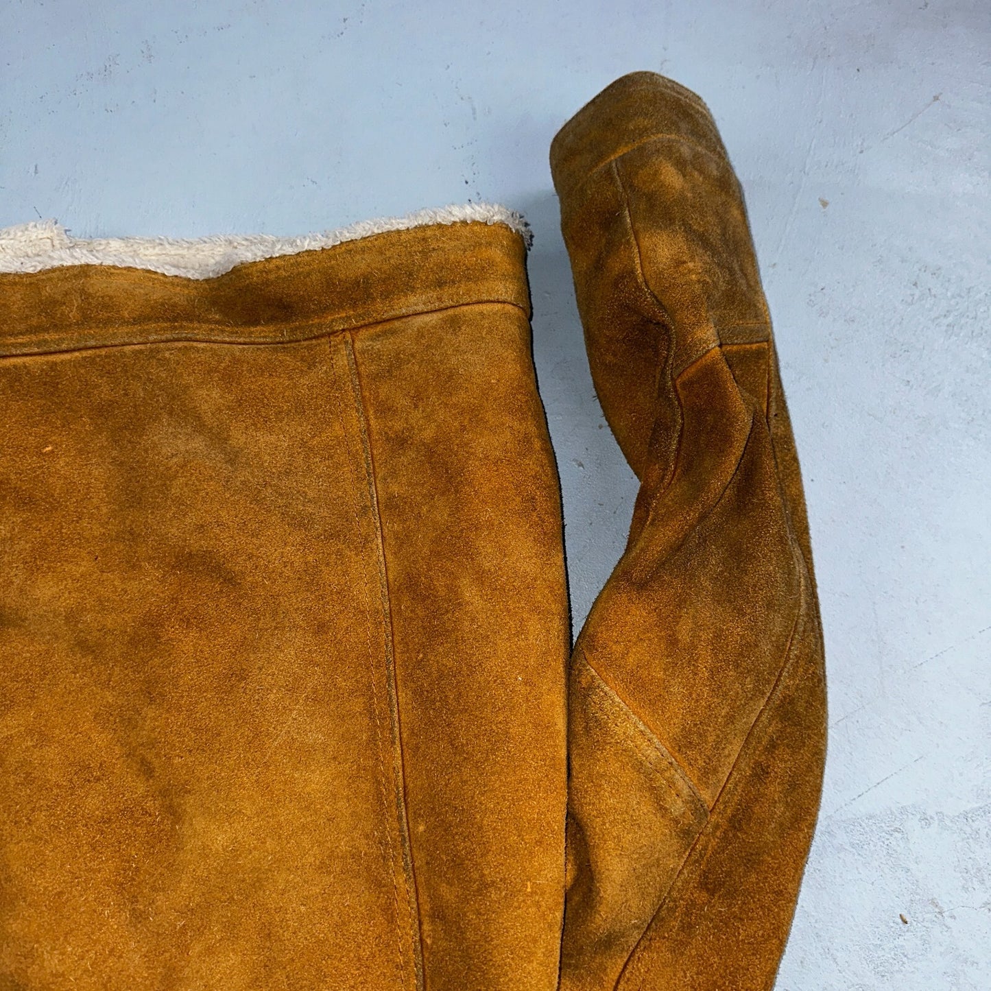 Vintage Suede Grande Bay Rancher Trucker Sherpa Lined Jacket Coat Men's 36