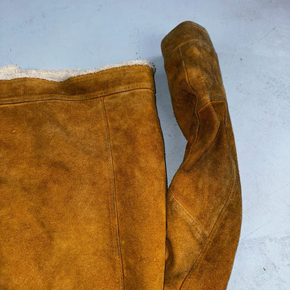Vintage Suede Grande Bay Rancher Trucker Sherpa Lined Jacket Coat Men's 36