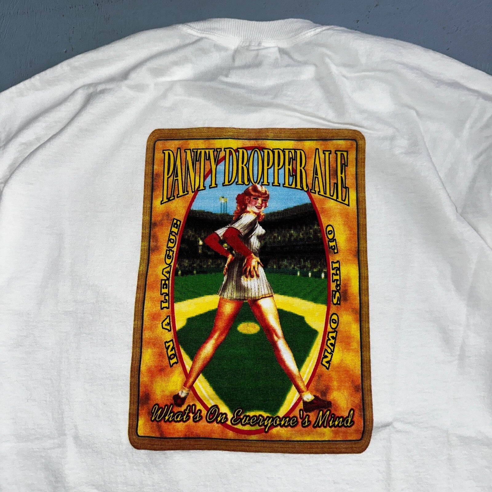 Pants Dropper Ale Y2K VTG T Shirt MLB Baseball Sports Art Hot Girl Rap Funny