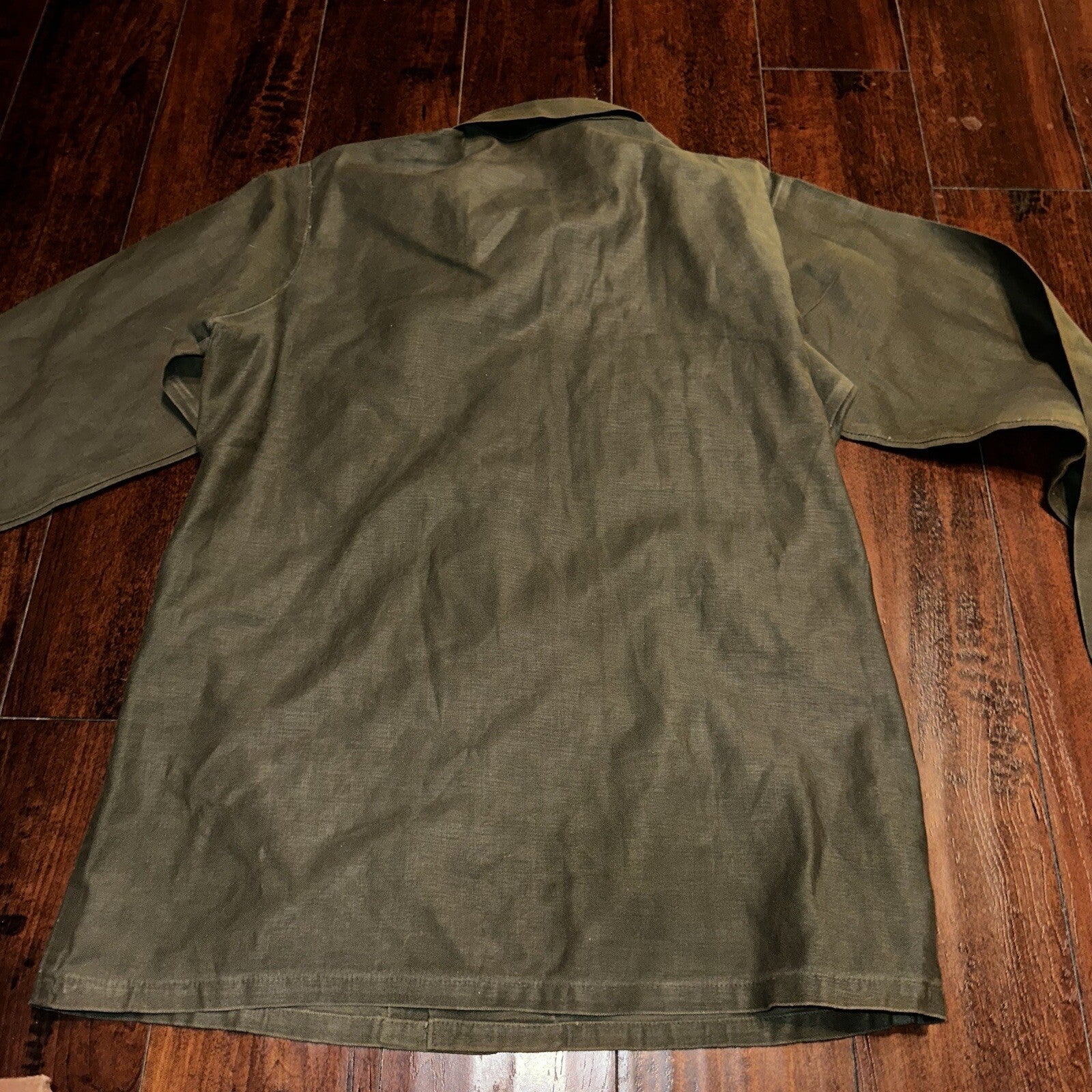 Vintage US Military Shirt OG-107 Vietnam 1970s DSA 1975 Post WWII Camo Green