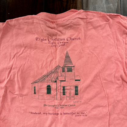Church Elgin Oregon Vintage T Shirt Anvil Single Stitch Pink Cool Jesus Love Rap