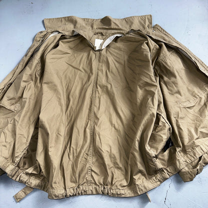 H&M Women’s Boxy Twill Jacket Beige Size XL Military Vintage Crop Style Stained