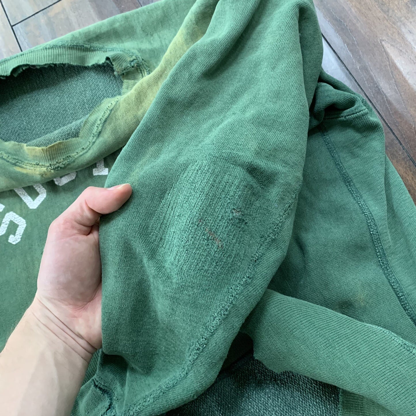 70s Vintage Champion Green USA Reverse Weave Sweatshirt L South Soccer Thrashed