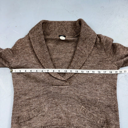 J.Crew Shawl Popover Sweater Brown Merino Wool Alpaca Size M Long Sleeve Cozy