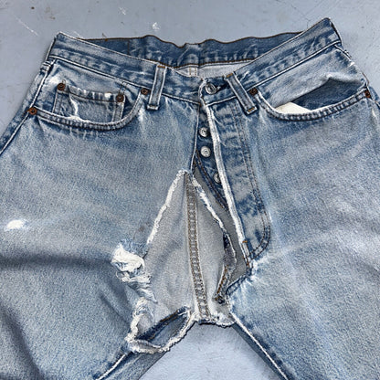 Levis 501 Vintage 80s Redline Selvedge USA XX Jeans Light Wash 32x30 Act 30x28