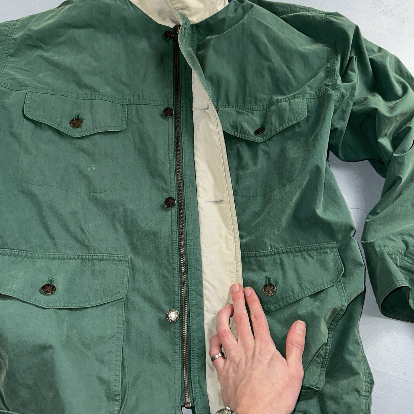 Eddie Bauer VTG Jacket L Full Zip Garden Chore Faded 1980s 80s Rare Coat Hiking