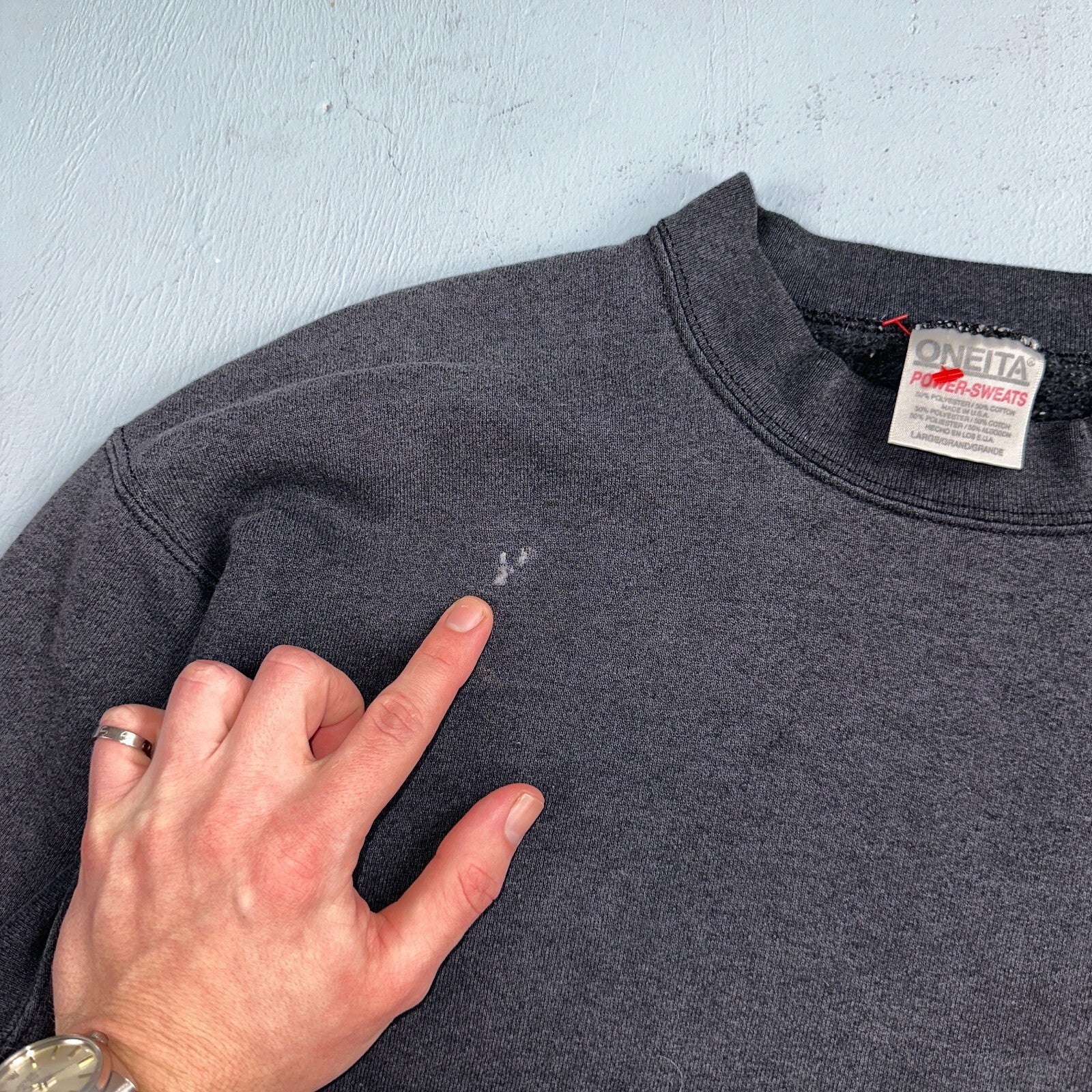 Oneita Shark Sweatshirt L 1990s VTG Crewneck Dive Swim Black Ocean Rap Fish