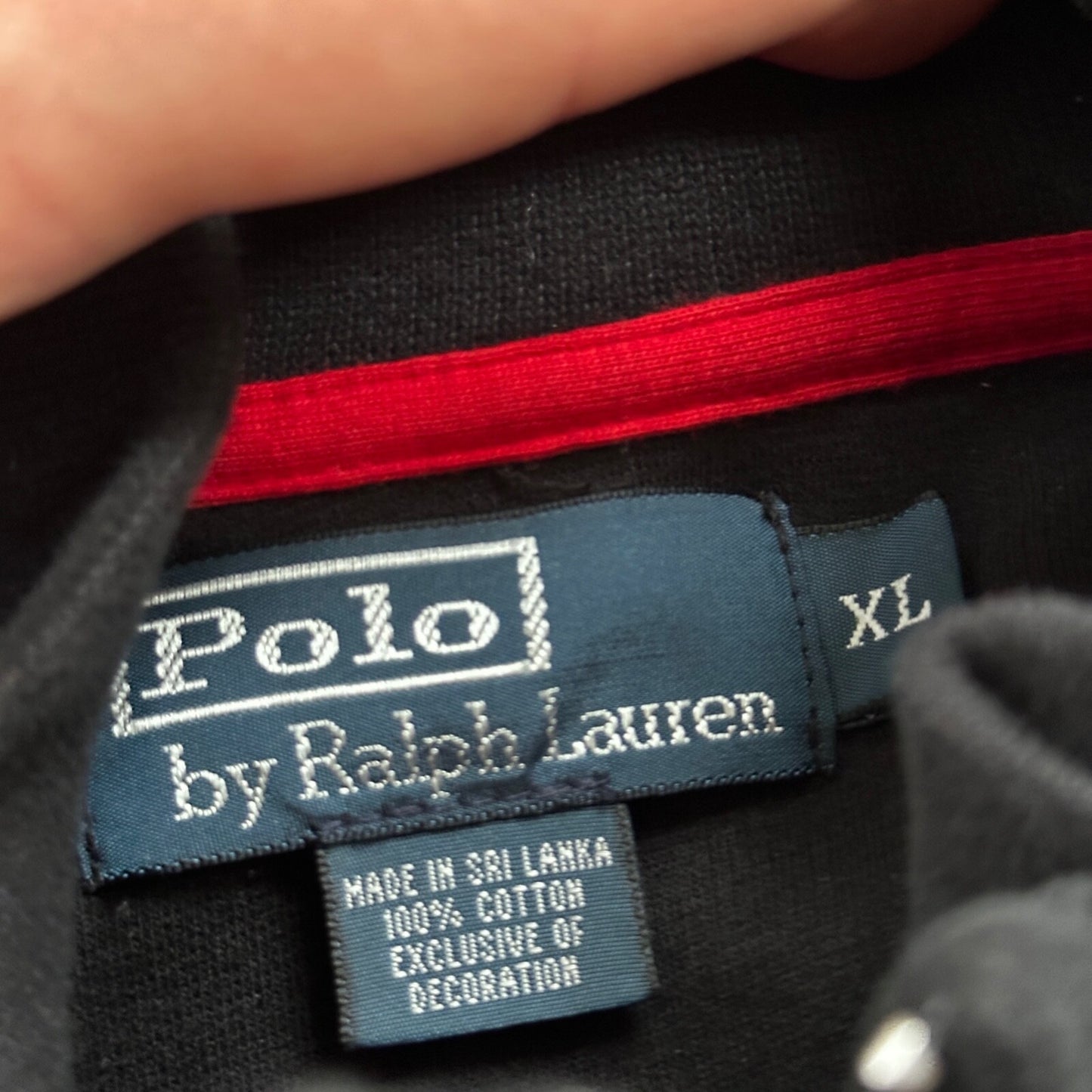 VTG Polo Ralph Lauren Pullover Men’s XL Black Big Pony Ski Patch Quarter Zip