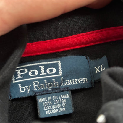 VTG Polo Ralph Lauren Pullover Men’s XL Black Big Pony Ski Patch Quarter Zip