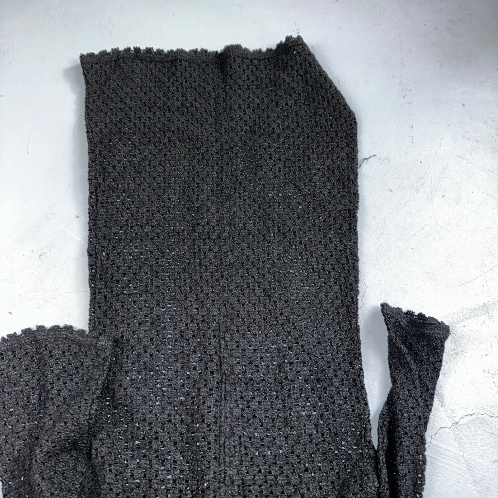 Vtg 60s 70s Lace Dress Fit Rockabilly Simple Black Midi Long Sleeve Talon