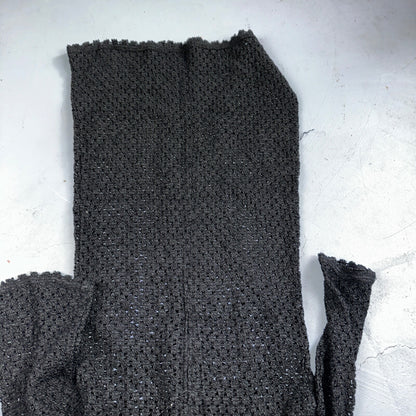 Vtg 60s 70s Lace Dress Fit Rockabilly Simple Black Midi Long Sleeve Talon