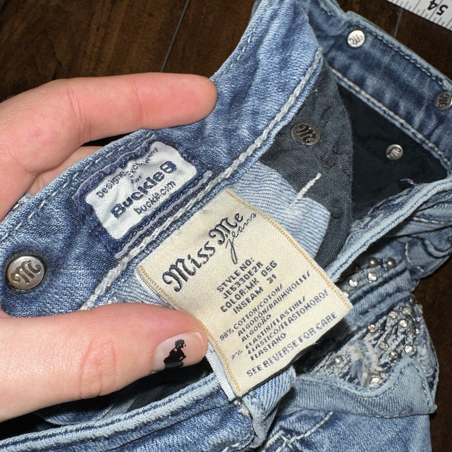 MISS ME RHINESTONE POCKET JE533OE2R EASY BOOT WOMEN'S JEANS 25 VTG PAINT Y2K