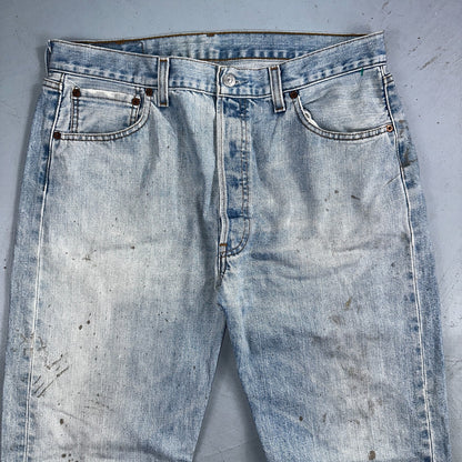 Levis 501 Vintage 90s Poland Straight Leg Jeans Blue Light Wash 36x32 Act 34x31