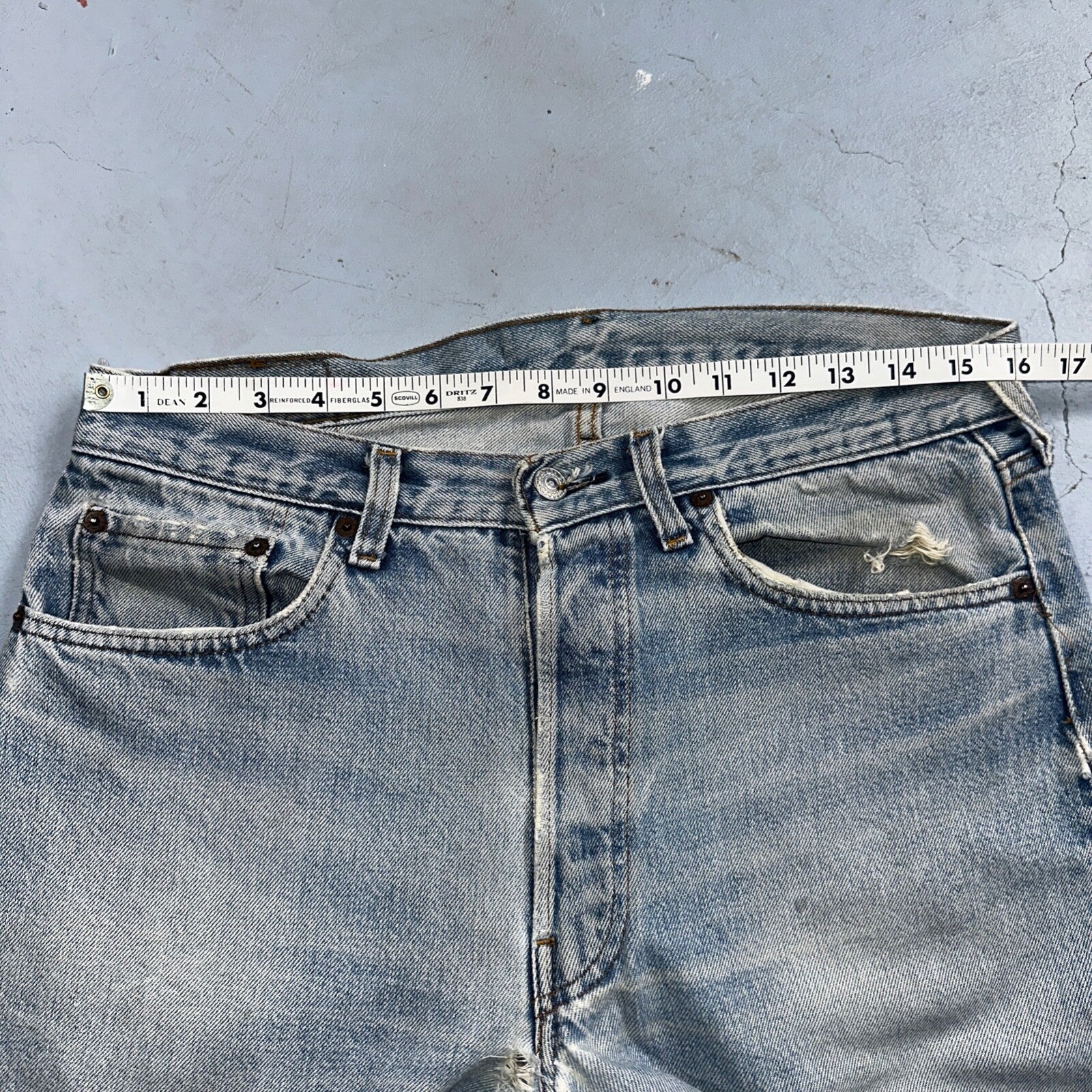 Levis 501 Vintage 80s Redline Selvedge USA XX Jeans Light Wash 34x40 Act 32x36