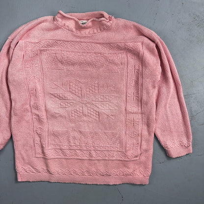 Basic Editions Women's Sweater Pink Jacket 100% Cotton Casual Christmas Winter