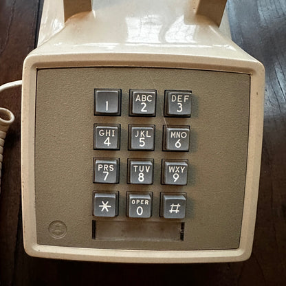 Beige Western Electric Bell System 2500 DM Desk Telephone Push Button Dialing