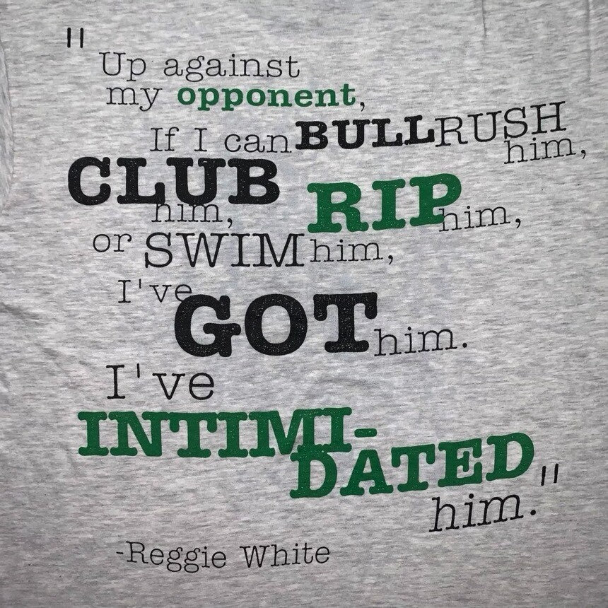 Nike Reggie White Intimidation Vintage T Shirt USA Rare Packers Football NFL 90s