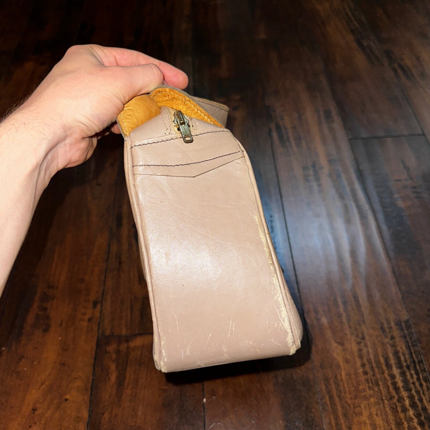 VTG 1950s Basic Hand Bag Purse Leather USA Talon Zip 50s 40s Rockabilly Cowboy