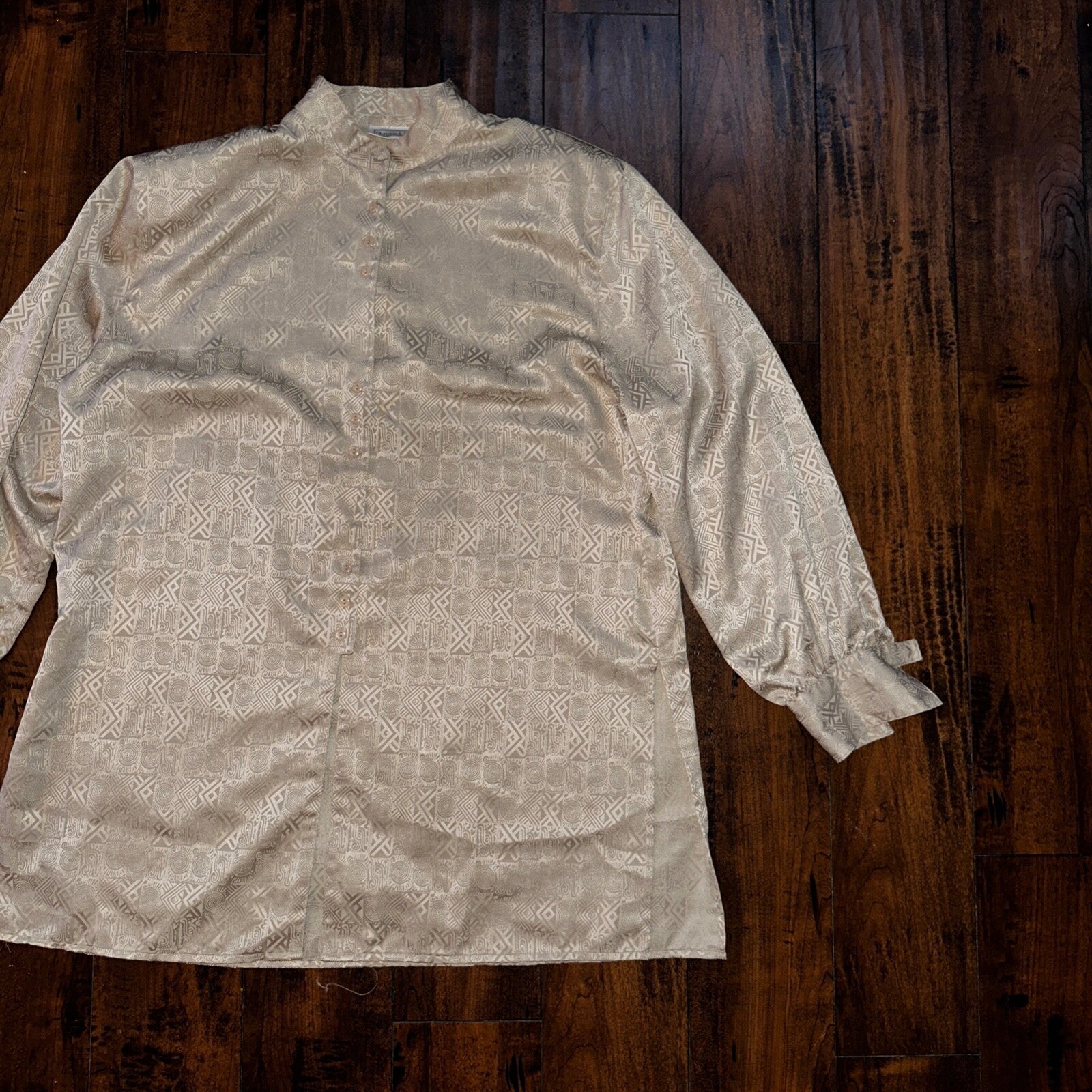 Vintage Christie & Jill Brown Print Button Down Shirt Top Blouse Women Size XL