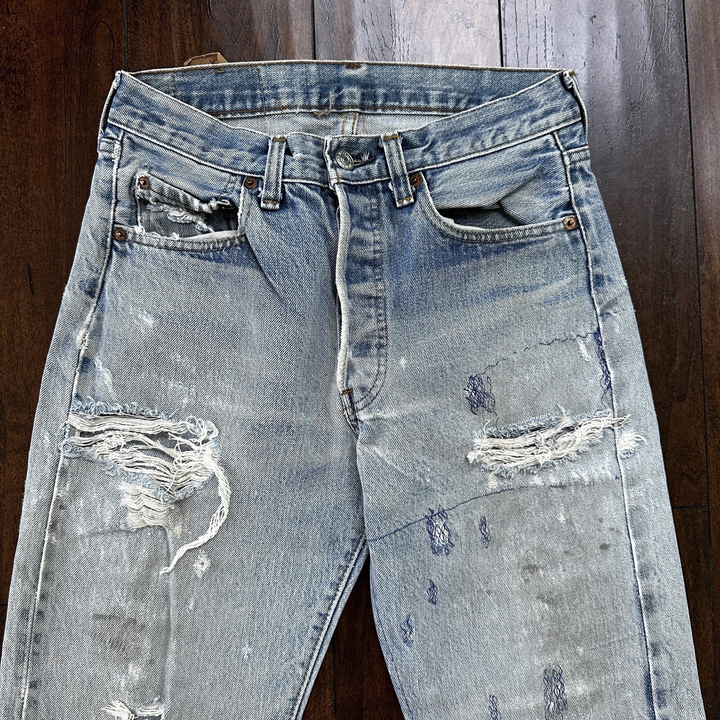 Levis Vintage 80s Redline Selvedge USA 501 XX Jeans 66 70s Light 30x36 Act 27x30