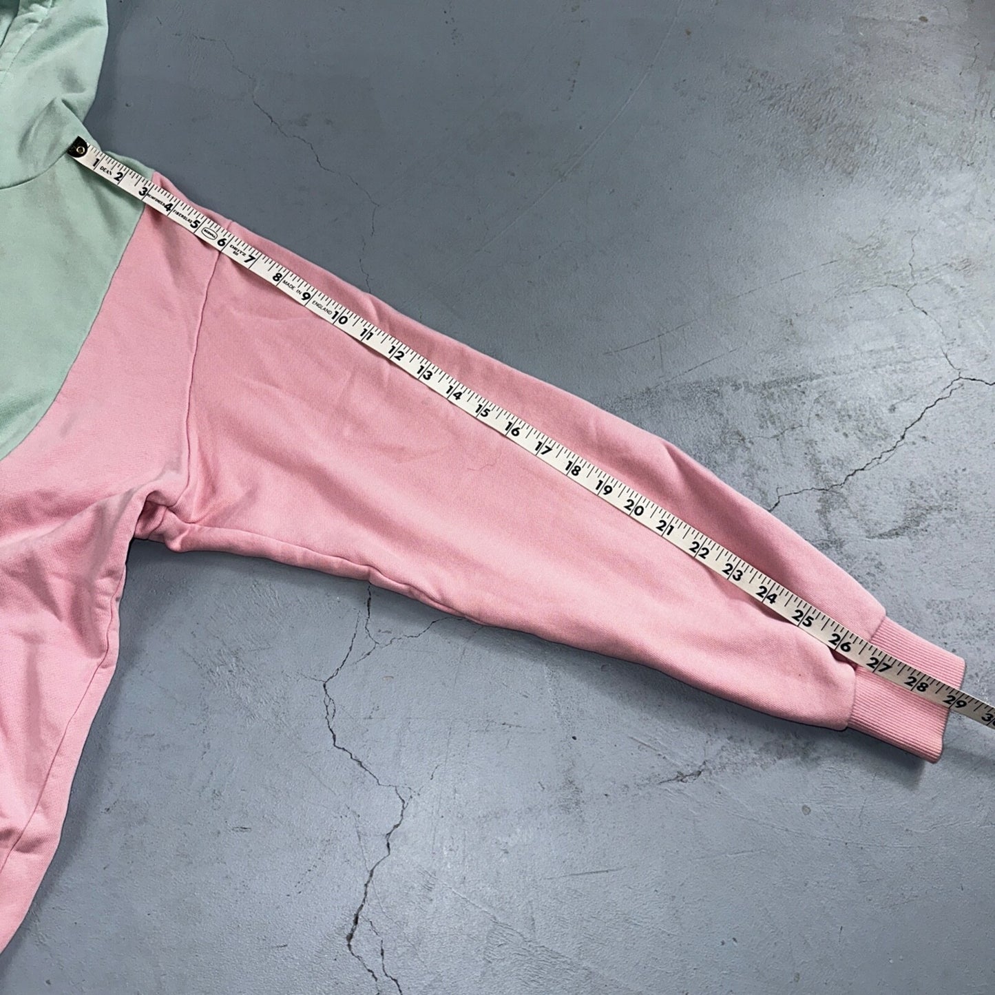 Teddy Fresh Size M Embroidered Logo Hoodie Sweatshirt Pastel Color Block