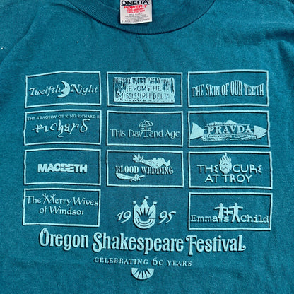 Oneita Shakespeare Hamlet VTG T Shirt 90s Oregon Plays Single Stitch Festival