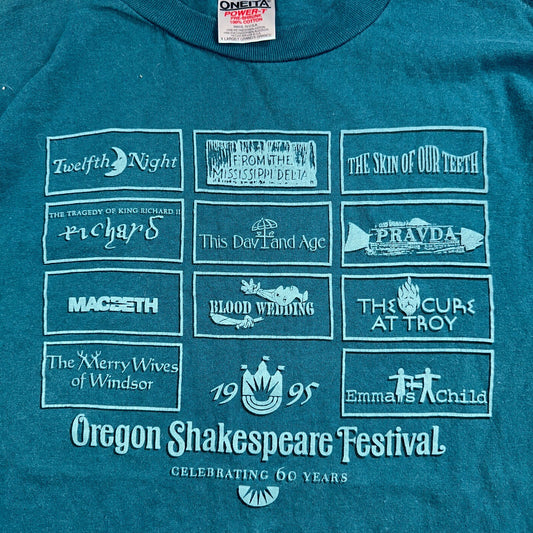 Oneita Shakespeare Hamlet VTG T Shirt 90s Oregon Plays Single Stitch Festival