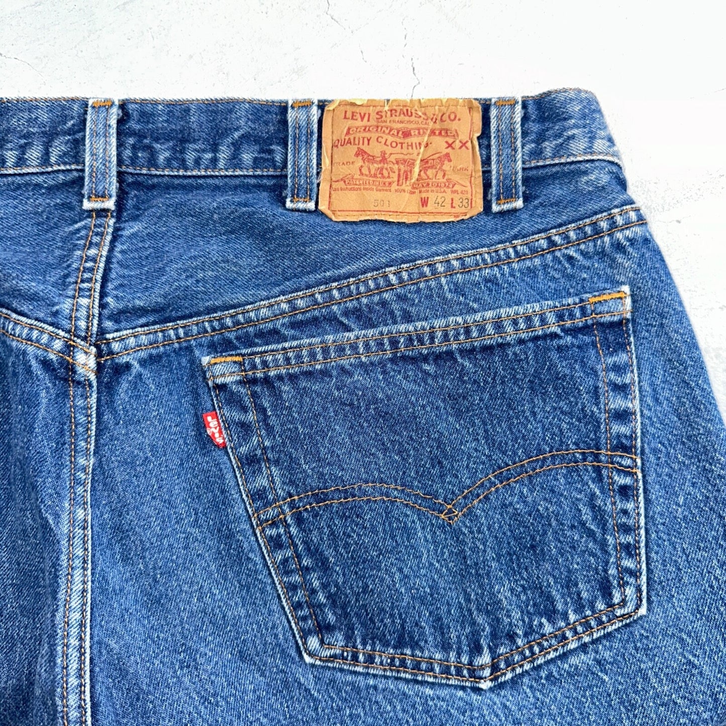 Levis 501 Vintage 90s USA XX Straight Leg Jeans Blue Med Wash 42x33 Act 37x29