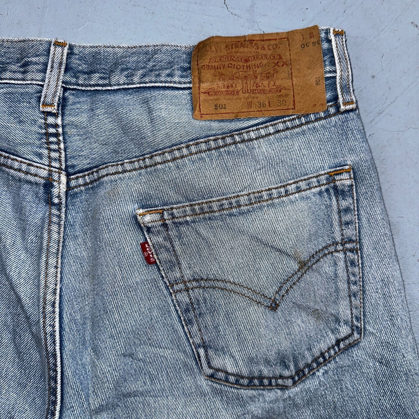 Levis 501 Vintage 90s Mex XX Straight Leg Jeans Blue Light Wash 36x30 Act 35x25