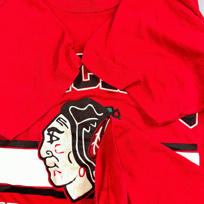 Chicago Blackhawks 1980s VTG T Shirt Single Stitch Red Screen Stars Medium 80s