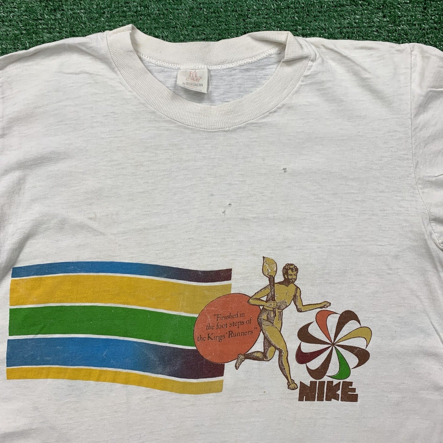 Nike Vintage T Shirt Mens M 1978 Honolulu Hawaii Marathon Runner Pinwheel 70s