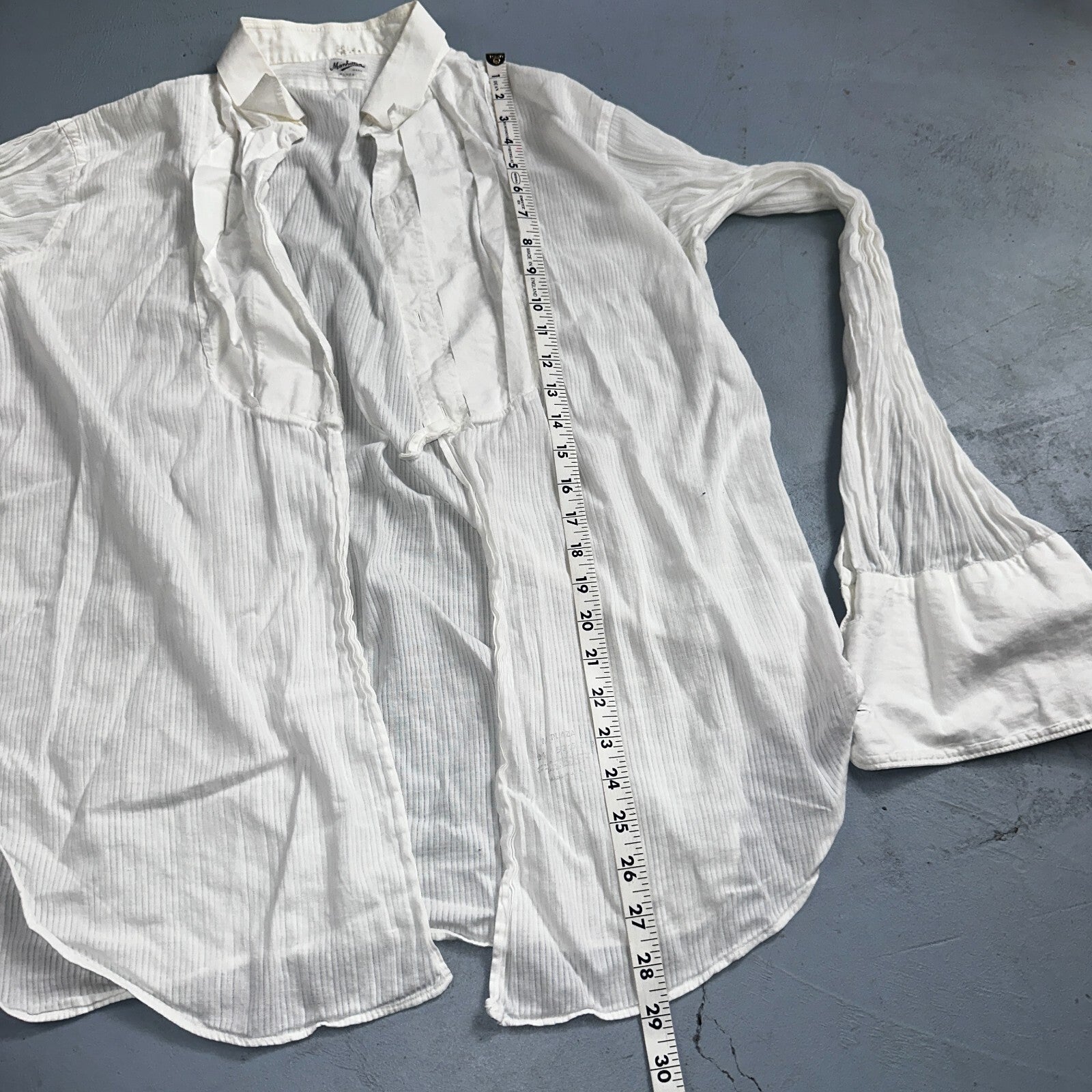 Manhattan Plaza VTG 20S 30S Mens 16 White Dress Bib Tuxedo Shirt Antique 1920s