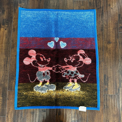 VTG Biederlack Disney Mickey Minnie Reversible Infant Throw Blanket 1984 80s
