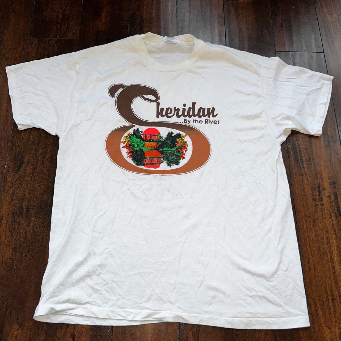 Sheridan Oregon River Vintage T Shirt 80s PDX Portland Travel USA Sunset Cool
