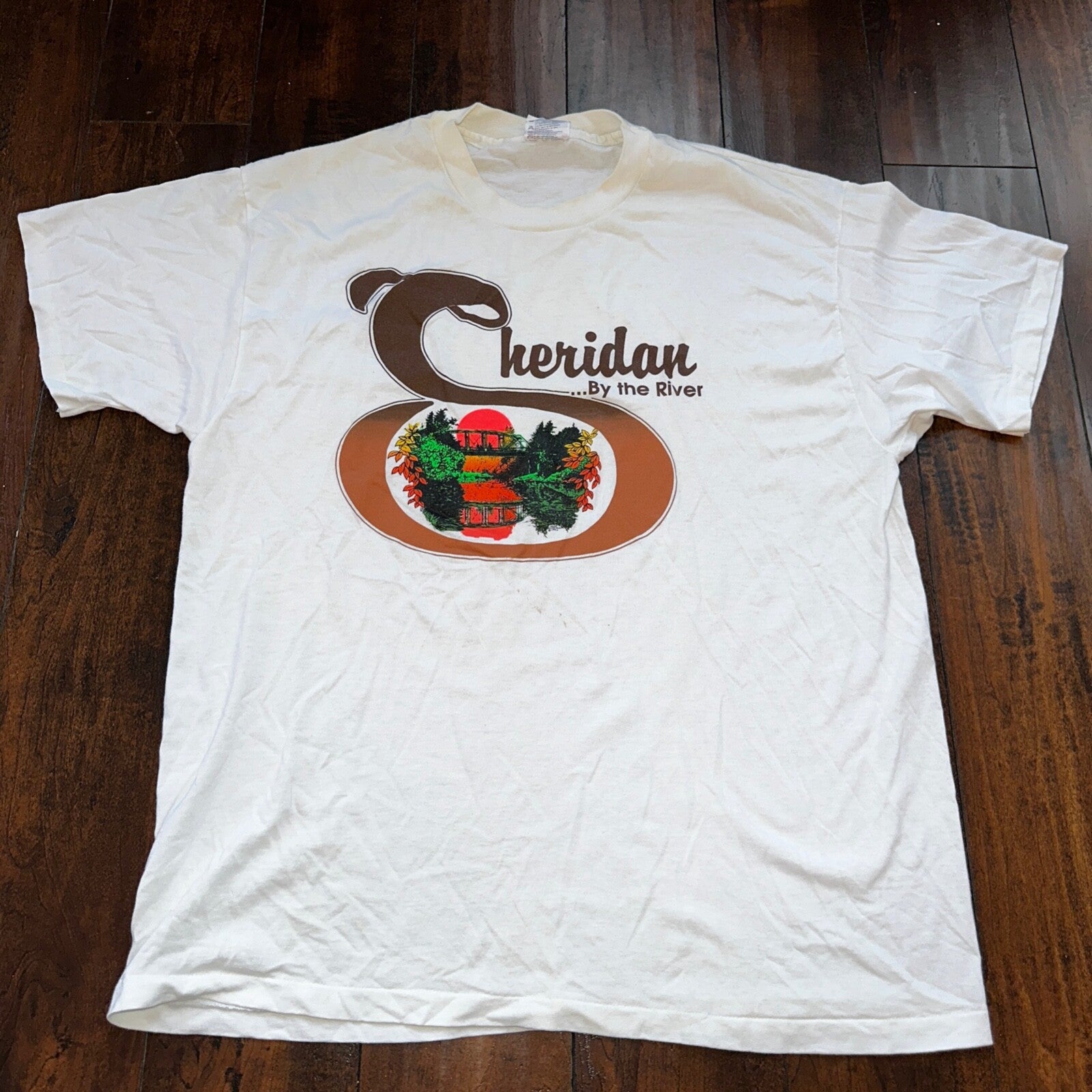 Sheridan Oregon River Vintage T Shirt 80s PDX Portland Travel USA Sunset Cool