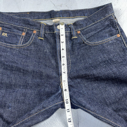 Double RL RRL Men’s Blue Denim Selvedge Jeans Slim Redline USA 31x32 Dark!