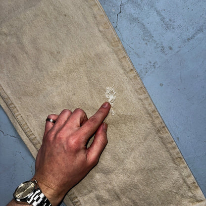 Levis 550 Vintage 90s USA Orange Tab Relaxed Tapered Leg Beige Tan Jeans 38x30