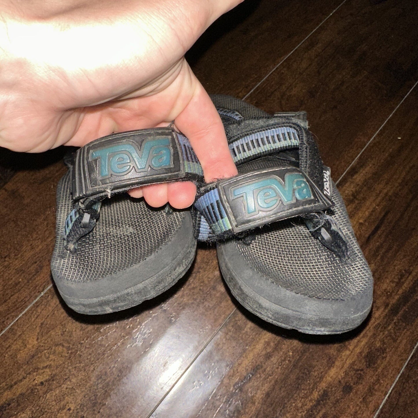 Vintage Teva Hurricane Sandals Mens Size 12 Black Blue Hiking Adjustable USA