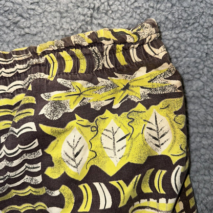 Vtg 40s California Aloha Yellow 50s Swim Trunks Board Shorts Floral Rockabilly