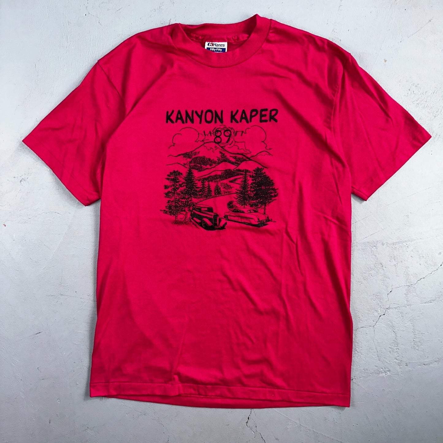 Kanyon Kaper Cars Hanes 80s VTG T Shirt 1989 Pink Single Stitch Graphic USA Rare